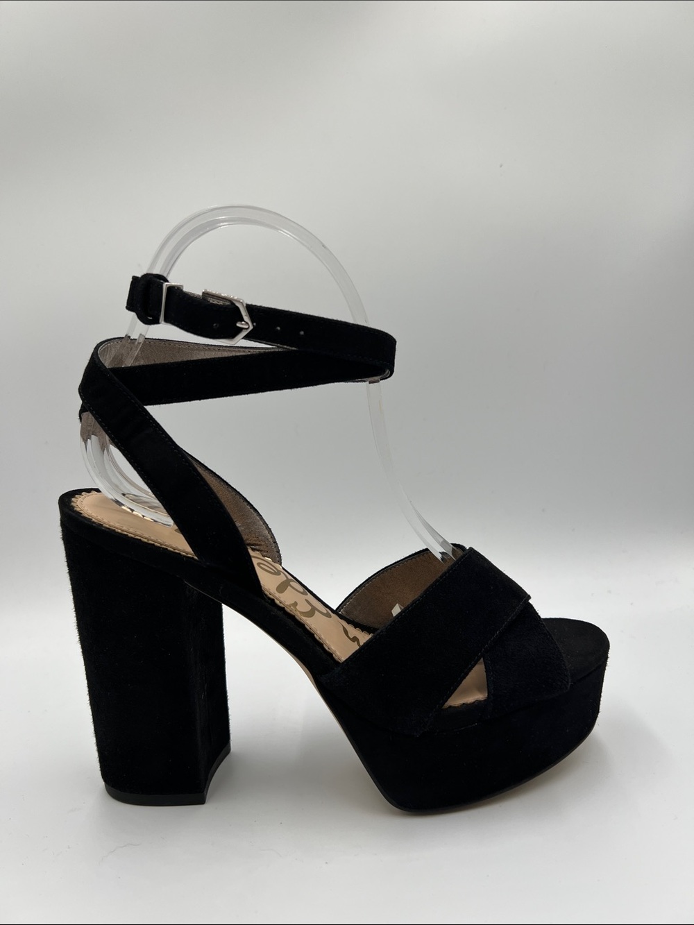Sam Edelman Black Suede Platform Block Heel Sandals